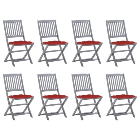 Chaises pliables d'extérieur lot de 8 et coussins Bois d'acacia 