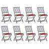 Chaises pliables d'extérieur lot de 8 et coussins Bois d'acacia 