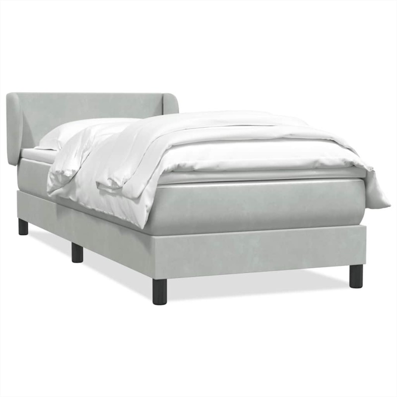 Sommier à lattes de lit et matelas gris clair 80x210 cm velours 