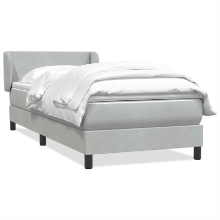 Sommier à lattes de lit et matelas gris clair 80x210 cm velours 