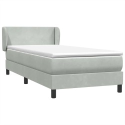 Sommier à lattes de lit et matelas gris clair 80x210 cm velours 