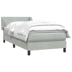 Sommier à lattes de lit et matelas gris clair 80x210 cm velours 
