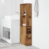 Armoire de salle de bain étroite avec roulettes vieux bois 