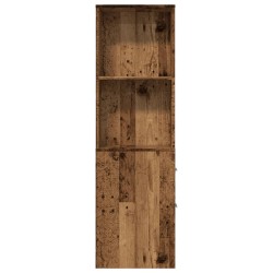 Armoire de salle de bain étroite avec roulettes vieux bois 
