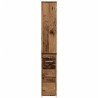 Armoire de salle de bain étroite avec roulettes vieux bois 
