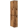 Armoire de salle de bain étroite avec roulettes vieux bois 