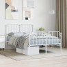 Cadre de lit métal sans matelas et pied de lit blanc 120x190 cm 