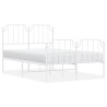 Cadre de lit métal sans matelas et pied de lit blanc 120x190 cm 