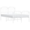 Cadre de lit métal sans matelas et pied de lit blanc 120x190 cm 