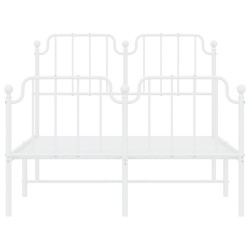 Cadre de lit métal sans matelas et pied de lit blanc 120x190 cm 
