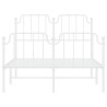 Cadre de lit métal sans matelas et pied de lit blanc 120x190 cm 