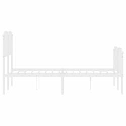 Cadre de lit métal sans matelas et pied de lit blanc 120x190 cm 