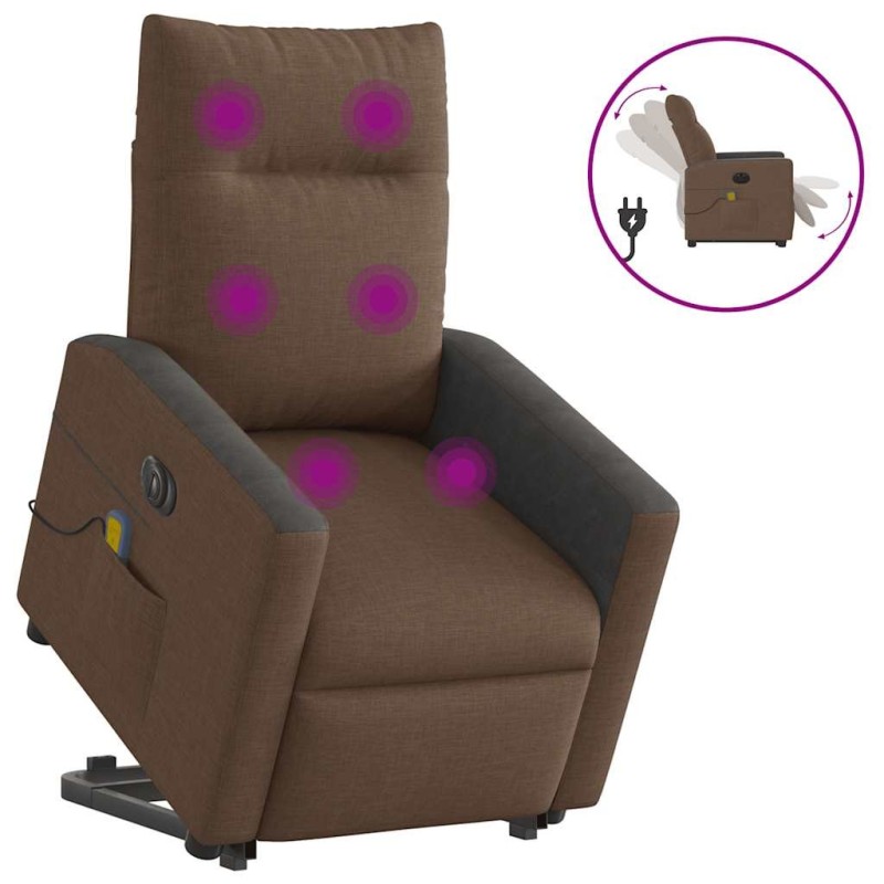 Fauteuil inclinable de massage électrique Marron Tissu 