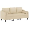Canapé 3 places avec oreillers décoratifs crème 180 cm tissu 