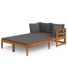 Chaises longues coussins gris foncé lot de 2 Bois acacia solide 