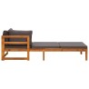 Chaises longues coussins gris foncé lot de 2 Bois acacia solide 
