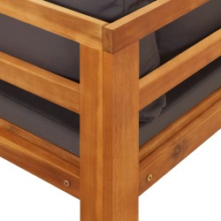 Chaises longues coussins gris foncé lot de 2 Bois acacia solide 