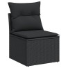 Salon de jardin 7 pcs avec coussins noir résine tressée 