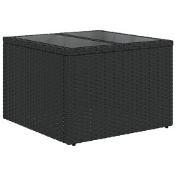 Salon de jardin 7 pcs avec coussins noir résine tressée 