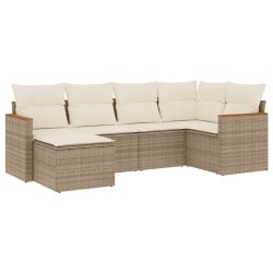Salon de jardin avec coussins 6 pcs beige résine tressée 