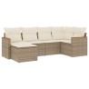 Salon de jardin avec coussins 6 pcs beige résine tressée 