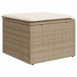 Salon de jardin avec coussins 6 pcs beige résine tressée 