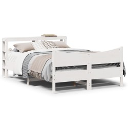 Cadre de lit avec tête de lit blanc 160x200 cm bois pin massif 