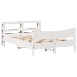 Cadre de lit avec tête de lit blanc 160x200 cm bois pin massif 