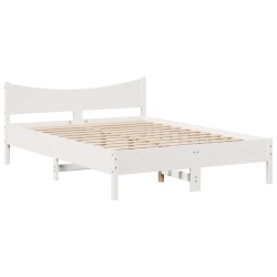 Cadre de lit avec tête de lit blanc 160x200 cm bois pin massif 