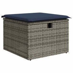 Salon de jardin 4 pcs avec coussins gris résine tressée 