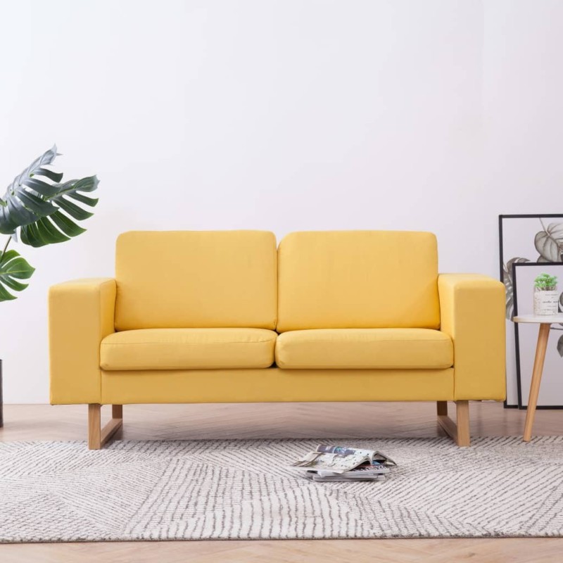 Canapé à 2 places tissu jaune 