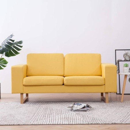 Canapé à 2 places tissu jaune 
