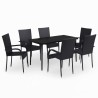 Ensemble à manger de jardin 7 pcs Noir 