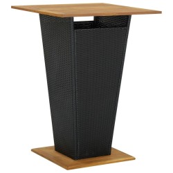 Ensemble de bar jardin 5 pcs noir poly rotin/bois massif acacia 