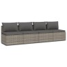 Salon de jardin 4 pcs avec coussins Gris Résine tressée 