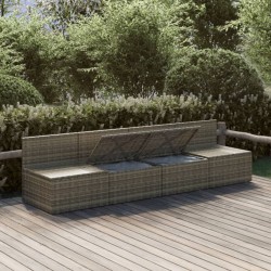 Salon de jardin 4 pcs avec coussins Gris Résine tressée 