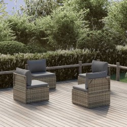 Canapés centraux de jardin 4 pcs Gris 57x57x56 cm Poly rotin 