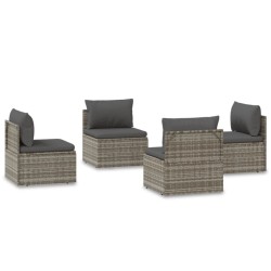 Canapés centraux de jardin 4 pcs Gris 57x57x56 cm Poly rotin 
