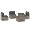 Canapés centraux de jardin 4 pcs Gris 57x57x56 cm Poly rotin 