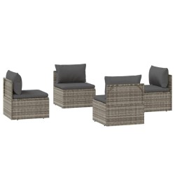 Canapés centraux de jardin 4 pcs Gris 57x57x56 cm Poly rotin 