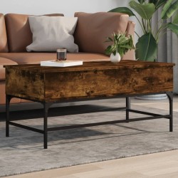 Table basse chêne fumé 100x50x45 cm bois d'ingénierie et métal 