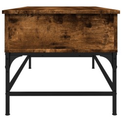 Table basse chêne fumé 100x50x45 cm bois d'ingénierie et métal 