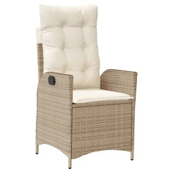 Ensemble à manger de jardin et coussins 3 pcs Beige poly rotin 