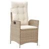 Ensemble à manger de jardin et coussins 3 pcs Beige poly rotin 
