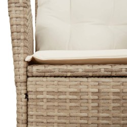 Ensemble à manger de jardin et coussins 3 pcs Beige poly rotin 