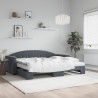 Lit de jour avec gigogne et matelas gris foncé 90x190cm velours 