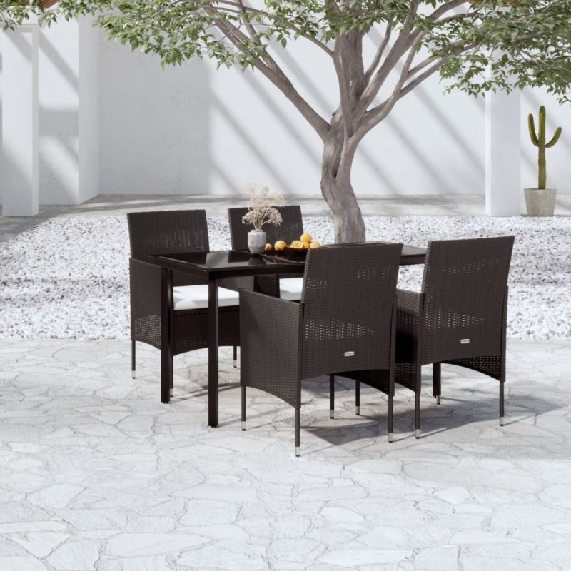 Ensemble à manger de jardin avec coussins 5 pcs Noir 