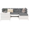 Salon de jardin 5 pcs blanc bois massif de pin 
