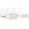 Salon de jardin 5 pcs blanc bois massif de pin 