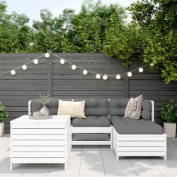 Salon de jardin 5 pcs blanc bois massif de pin 